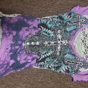 Black Diamond Purple Graphic Fitted T-Shirt